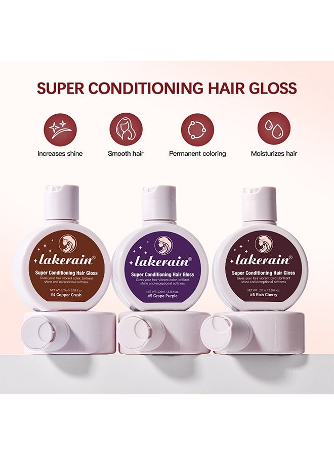 lakerain Super Conditioning Hair Gloss, Gives Hair Vibrant Color Shine Softness and Hydration Permanent Coloring Moisturize Smooth Hairs Easy Use Hair Color Hair Dye Grape #1 Gentle Charm - Image 4
