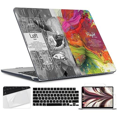 TWOLSKOO for MacBook Air 13 inch Case M5 2026 M4 2025 M3 M2 2024-2022 A3449 A3240 A3113 A2681, Plastic Hard Shell & Keyboard Cover & Screen Film for MacBook Air 13.6 inch Case, Creative Brain - Image 1