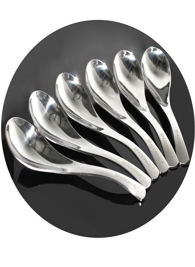 سبادورايف مجموعة من 6 ملاعق شوربة عملية من الفولاذ المقاوم للصدأ، مقاس 6.5 × 1.8 بوصة، ذات مظهر عصري وشكل ممتاز (6) - Image 4