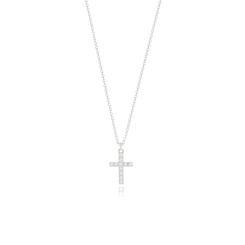 Zeffy CZ Cross Necklace for Women 18k Silver Plated Tiny Cross Pendant Necklace for Women Simple Layered Cross Necklaces - Image 1