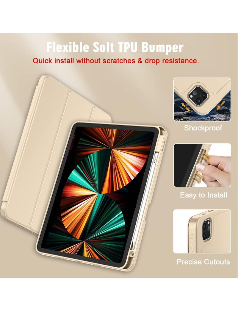 JAJEEK "iPad Pro 12.9 Inch Case (6th/5th/4th Gen, 2022/2021/2020) – Smart Case with Pencil Holder, Touch ID Support, Auto Wake/Sleep, 2nd Gen Pencil Charging – Champagne Gold" - Image 5