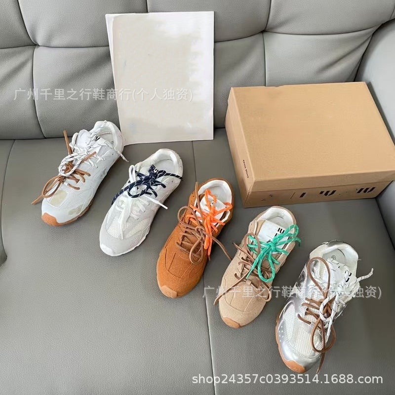 Miu'S Co-Branded 530 Moral Training Shoes Genuine Leather Retro Catwalk Men And Women Couples Same Style Breathable Forrest Gump Shoes Women'S Low Top - Image 3