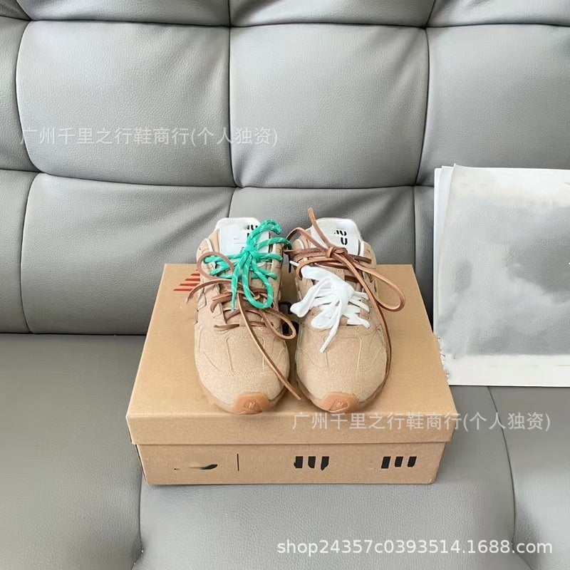 Miu'S Co-Branded 530 Moral Training Shoes Genuine Leather Retro Catwalk Men And Women Couples Same Style Breathable Forrest Gump Shoes Women'S Low Top - Image 4