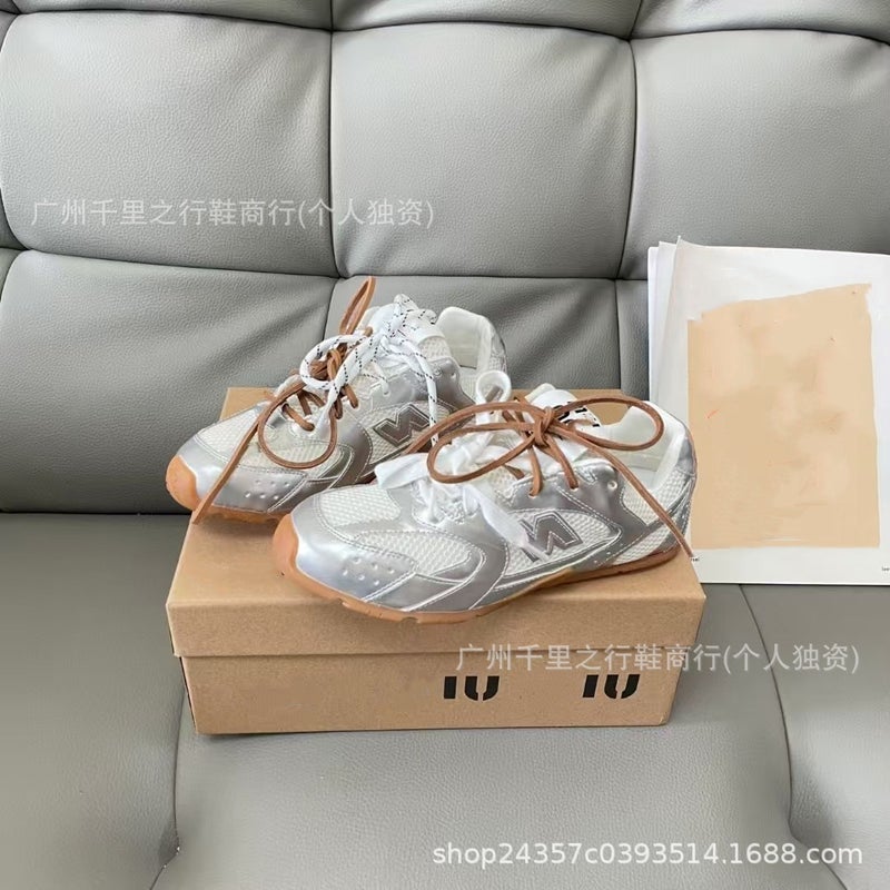 Miu'S Co-Branded 530 Moral Training Shoes Genuine Leather Retro Catwalk Men And Women Couples Same Style Breathable Forrest Gump Shoes Women'S Low Top - Image 1