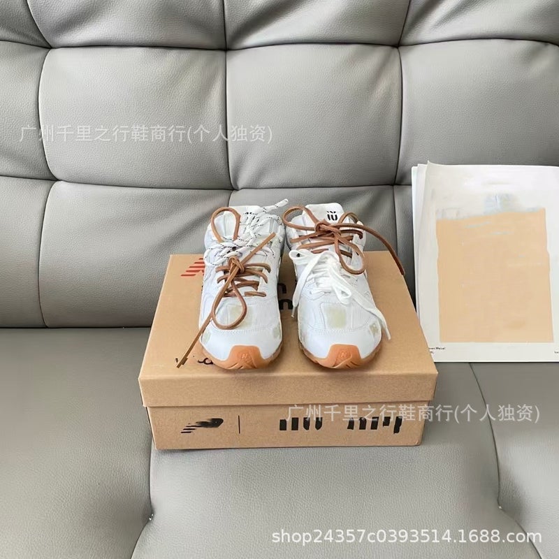 Miu'S Co-Branded 530 Moral Training Shoes Genuine Leather Retro Catwalk Men And Women Couples Same Style Breathable Forrest Gump Shoes Women'S Low Top - Image 5