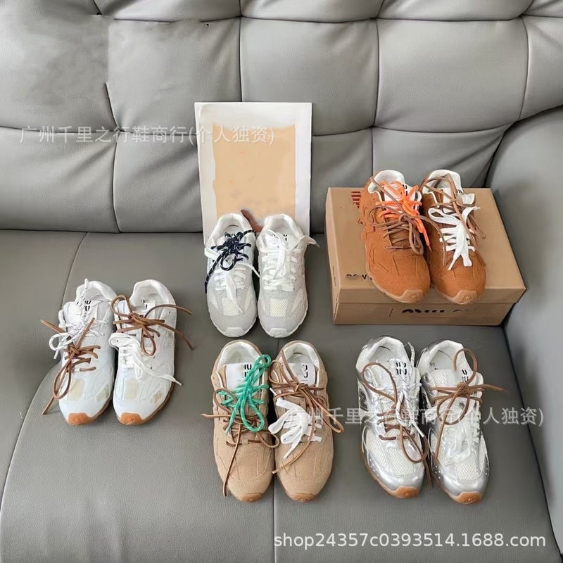 Miu'S Co-Branded 530 Moral Training Shoes Genuine Leather Retro Catwalk Men And Women Couples Same Style Breathable Forrest Gump Shoes Women'S Low Top - Image 2
