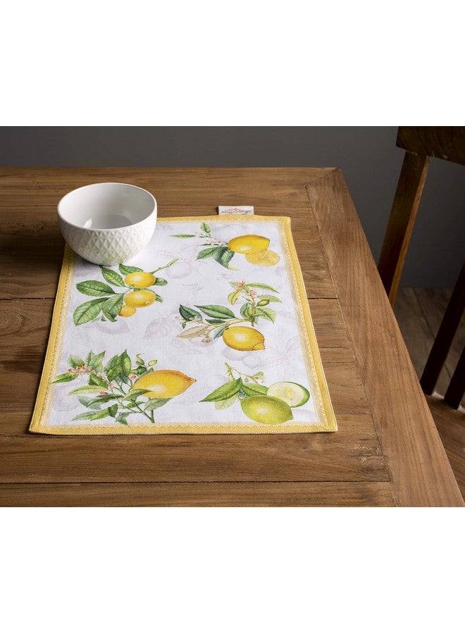 ميزون دي هيرمين مفارش مزخرفة من القطن بنسبة 100% مفارش قماشية قابلة للغسل في المنزل وحفلات الزفاف والمطاعم والبوفيهات والحفلات والتخييم ليمونسيلو للربيع والصيف (مجموعة من 4) - Image 4