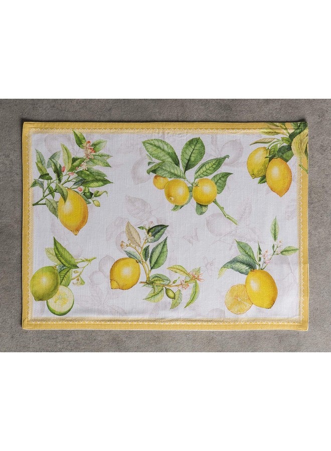 ميزون دي هيرمين مفارش مزخرفة من القطن بنسبة 100% مفارش قماشية قابلة للغسل في المنزل وحفلات الزفاف والمطاعم والبوفيهات والحفلات والتخييم ليمونسيلو للربيع والصيف (مجموعة من 4) - Image 2