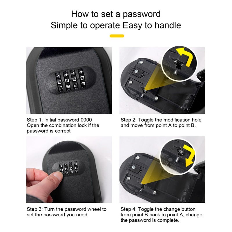 Red Wall Mounted Weatherproof Key Lock Box With Combination Code For Outdoor House Villa - Image 3