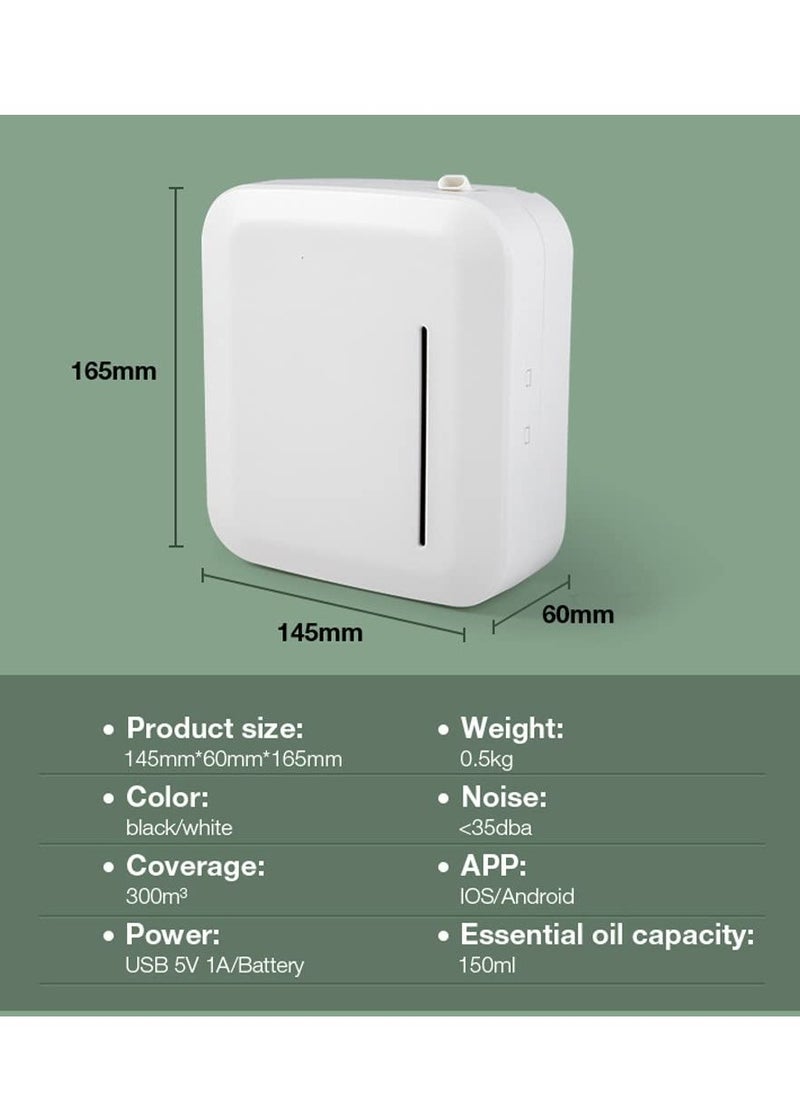 Arabest - Square Essential Oil Diffuser, 150ml Capacity Intelligent Aromatherapy Diffuser, Bluetooth APP Controlled Aromatherapy Diffuser, 10 Segment Timer, Hangable and Desktop,White - Image 1