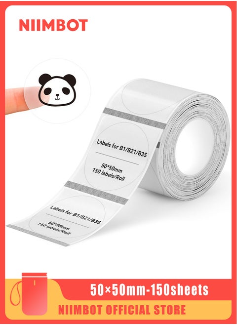 B21/B1/B3S Thermal Label Maker Paper Waterproof Round Thermal Label Paper Clear Label Tape for Barcode Printing 50*50mm, Transparent