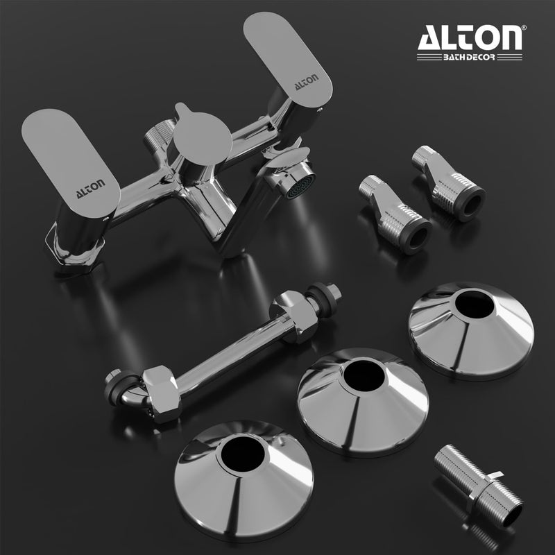 ALTON AXN9485 Brass Wall Mixer with Provision for Over Head Shower and 190mm Long Bend Pipe Chrome - Image 5
