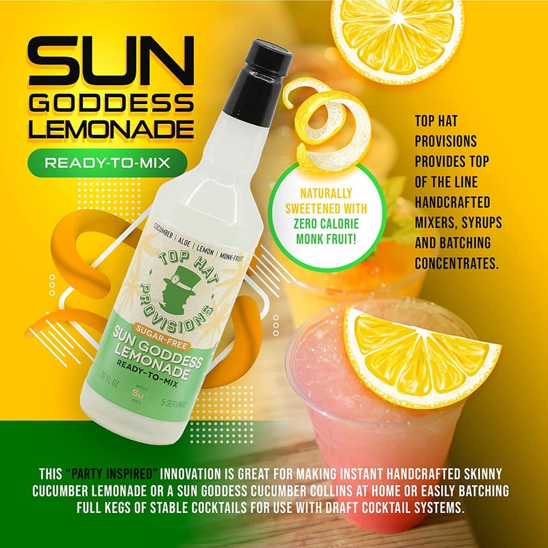 Top Hat Keto Sugar Free Cucumber Lemonade Mix - Naturally Sweetened with Monk Fruit - Craft Mixer for Skinny Margarita Cocktail Drinks - 32oz Bottle - Image 5