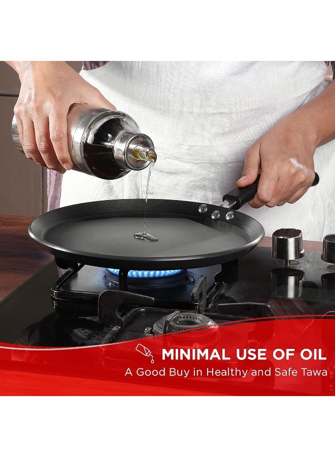 Vinod Hanos Non-Stick Dosa Tawa 27 cm Diameter, Hard Anodised Non-Stick Coating with Bakelite Riveted Handle - 5.25 mm Thickness, Black (Induction and Gas Stove Friendly) - Image 5