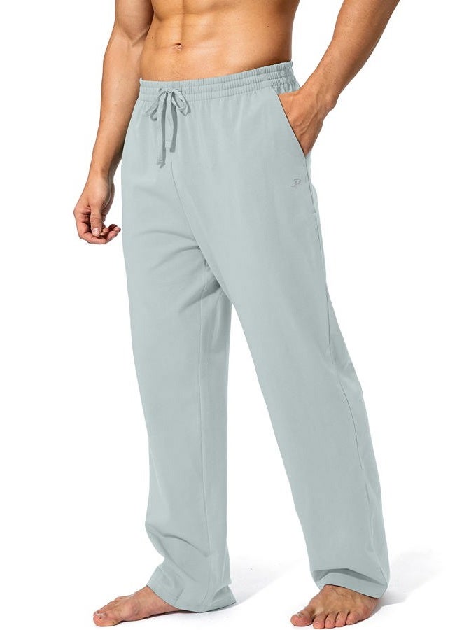 Pudolla Men's Cotton Yoga Sweatpants Athletic Lounge Pants Open Bottom Casual Jersey Pants for Men with Pockets (Storm Grey X-Large) - Image 1