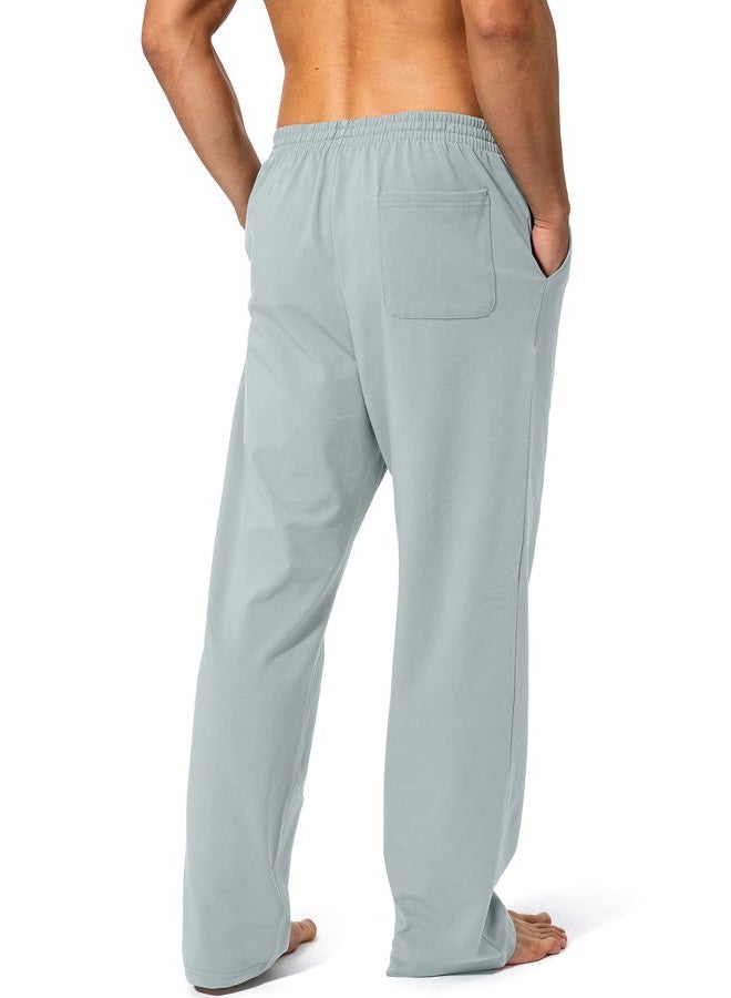 Pudolla Men's Cotton Yoga Sweatpants Athletic Lounge Pants Open Bottom Casual Jersey Pants for Men with Pockets (Storm Grey X-Large) - Image 3