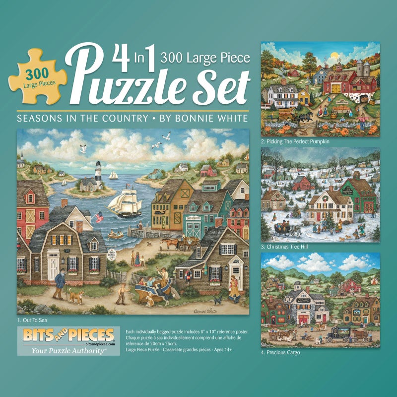 Bits and Pieces Multipack of Four 4 300 Piece Jigsaw Puzzles for Adults Each Puzzle Measures 406 cm x 508 cm 300 pc Seasons in The Country Jigsaws by Artist Bonnie White - Image 3