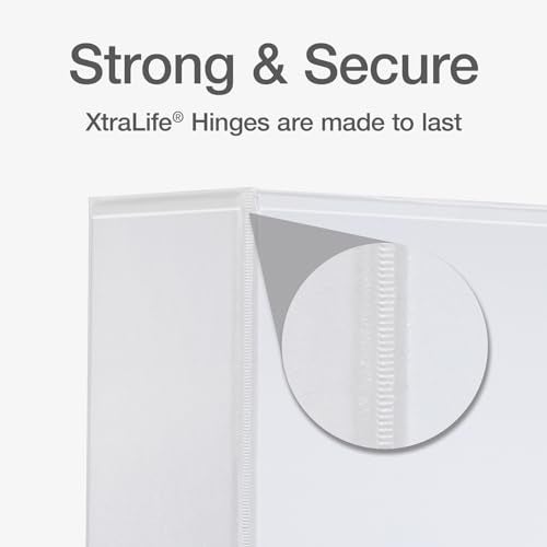 Cardinal 3 Ring Binder, Binders for School and Office, Durable 3 Inch Premier Easy Open Binder, ONE-Touch Locking Slant-D Rings, 650-Sheet Capacity, ClearVue Cover, PVC-Free, White (10330) - Image 5