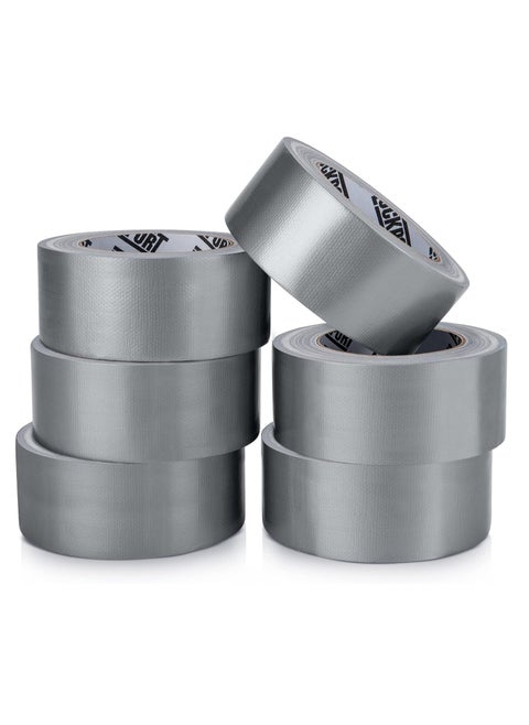6 Roll of Silver Duct Tape 30 Yards x 2 Inches, Heavy-Duty Waterproof Tape for Patching, Sealing, Securing Cables, and Labels, Easy to Remove and Leaves No Residue