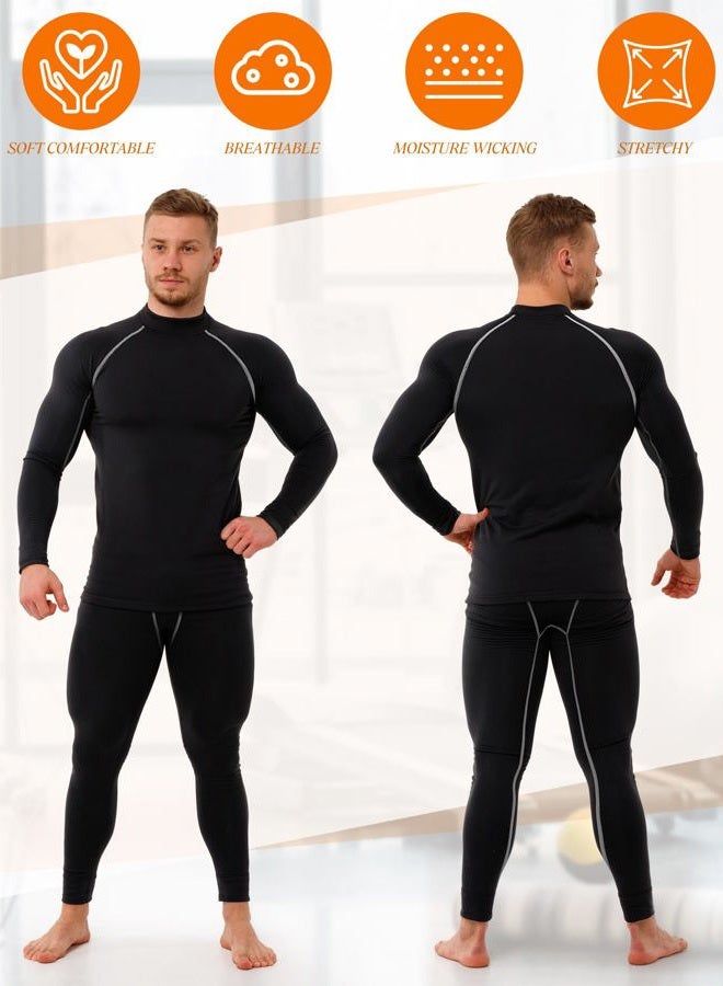 Hicarer 4/6 Set Men's Thermal Underwear Compression Shirts Pants Long Sleeve Base Layer Set for Men Hiking Ski Sports Winter, Multi Color, XL - Image 2