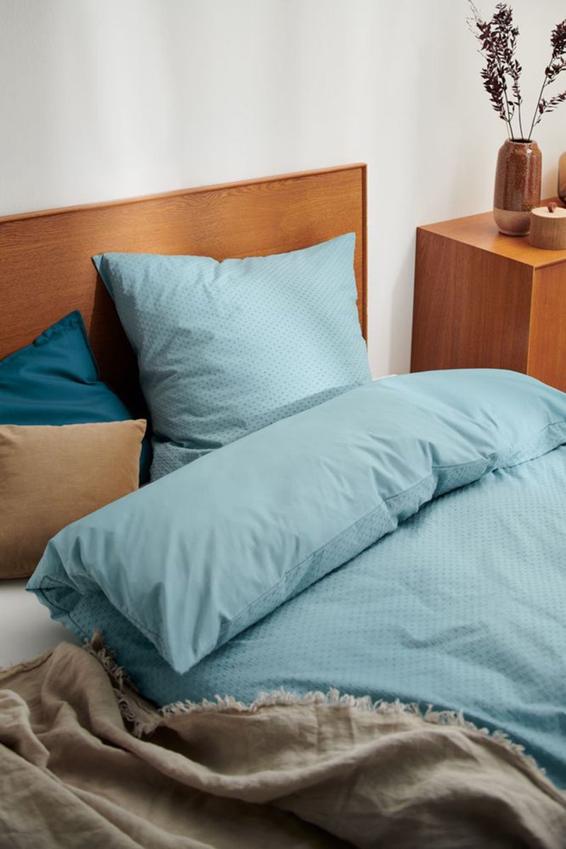 Tchibo Premium Cotton Textured Duvet Set 80 x 80 cm Teal Green - Image 1