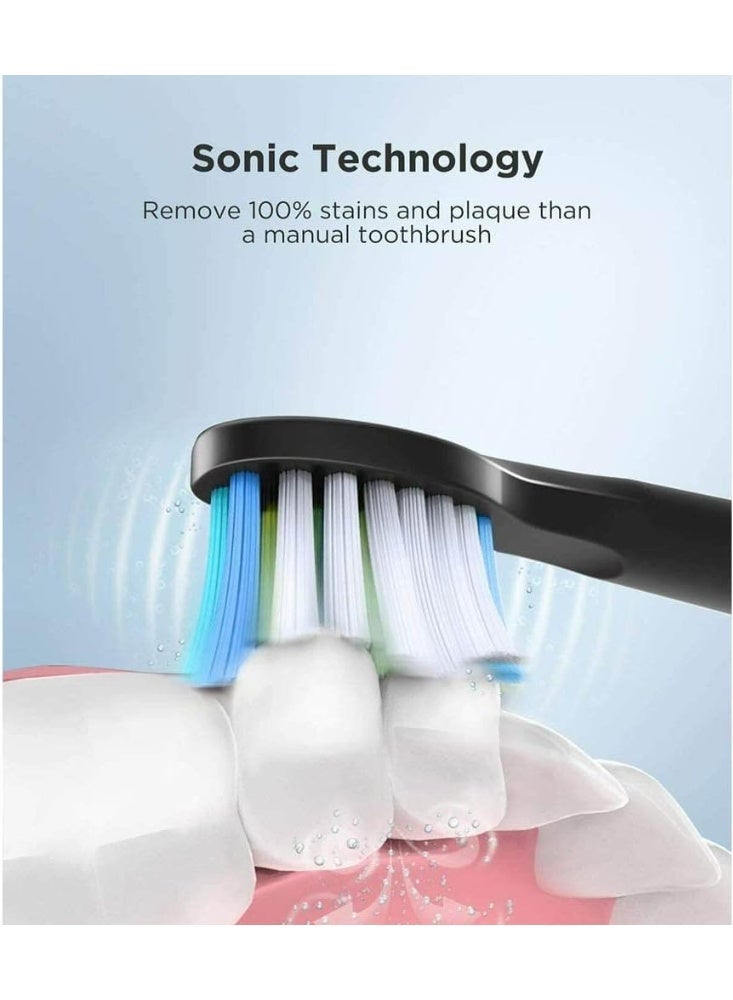 Fairywill Fairy Will E11 Sonic Electric Toothbrush with 8 Bursh Heads and Black Travel Case, Black - Image 5