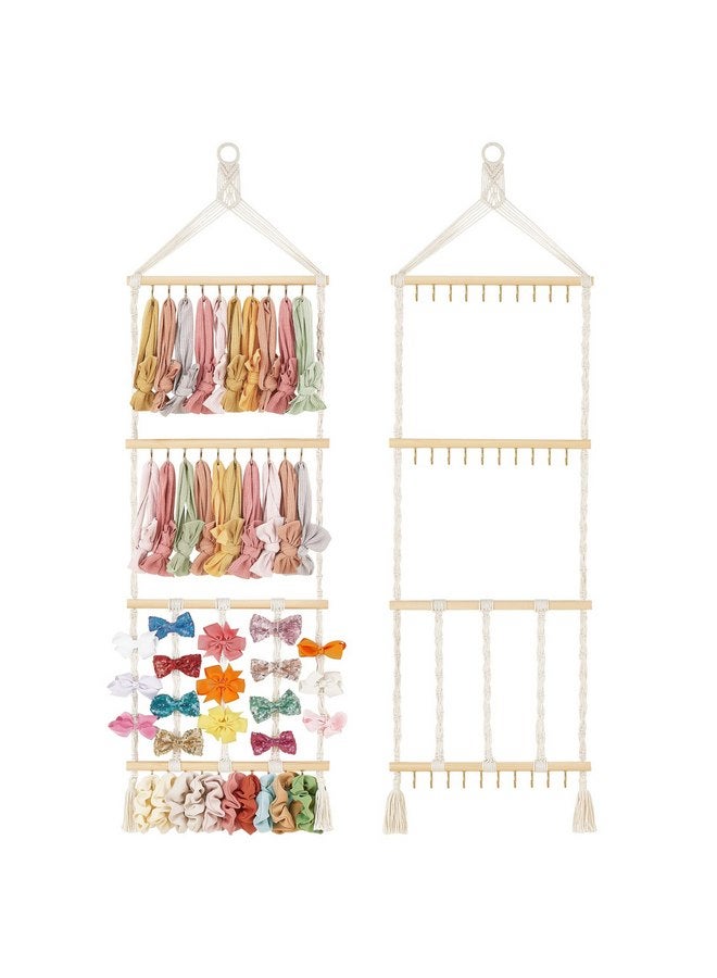Mkono Headband Holder Boho Hair Bow Organizer for Girls Macrame Bow Hanger with 30 Hooks Bow Holder for Nursery Baby's Room Hair Accessories Organizer Wall Hanging Decor for Bedroom Bathroom - Image 1