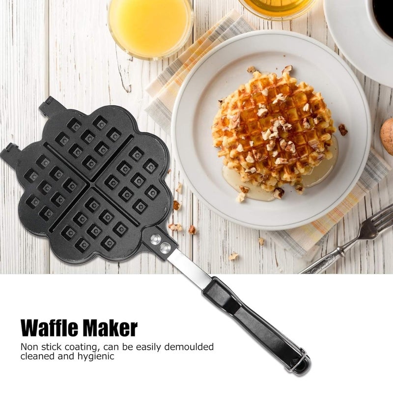 DIKSUL HeartShaped Waffle Maker NonStick DoubleSided Aluminum Waffle Pan with Long Handle Low Power Consumption Waffle Press Plate for Easy Baking Cooking - Image 4