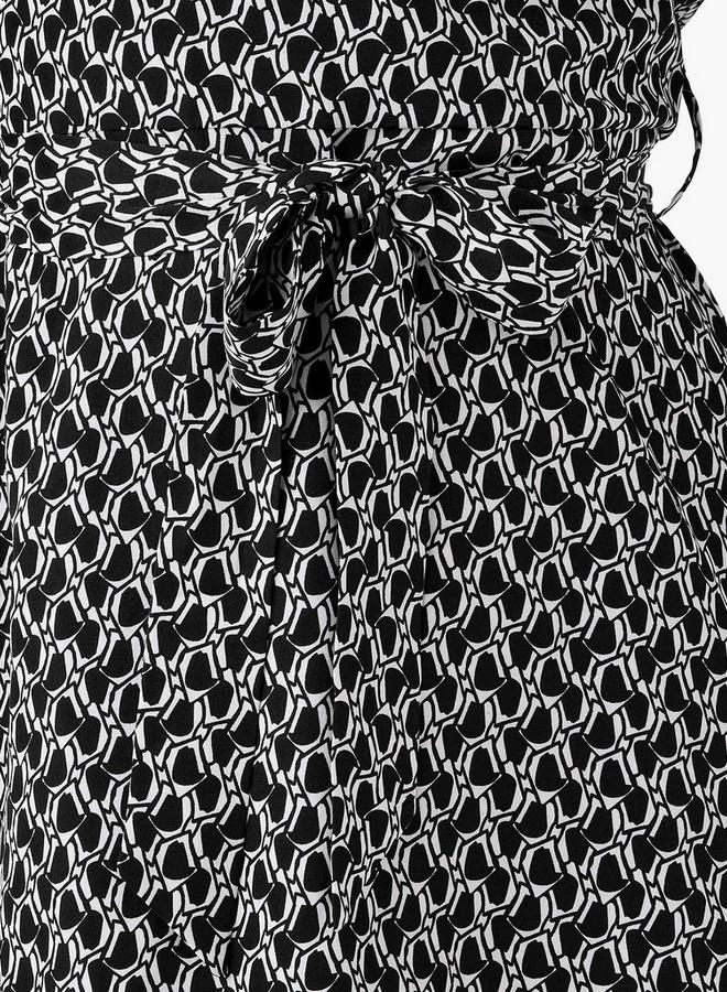 Splash FAV Abstract Print Mini Dress with High Neck and Tie-Up Belt - Image 4