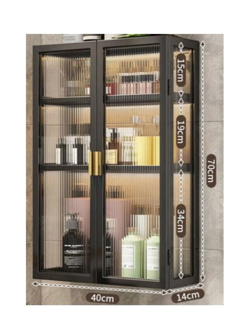 Golden 3 Tier Bathroom Storage Cabinet,Bathroom shelf wall Mounted Storage Cabinet with Clear Doors for Bedroom,BathroomLiving Room,Kitchen storage Organizer  - Image 2