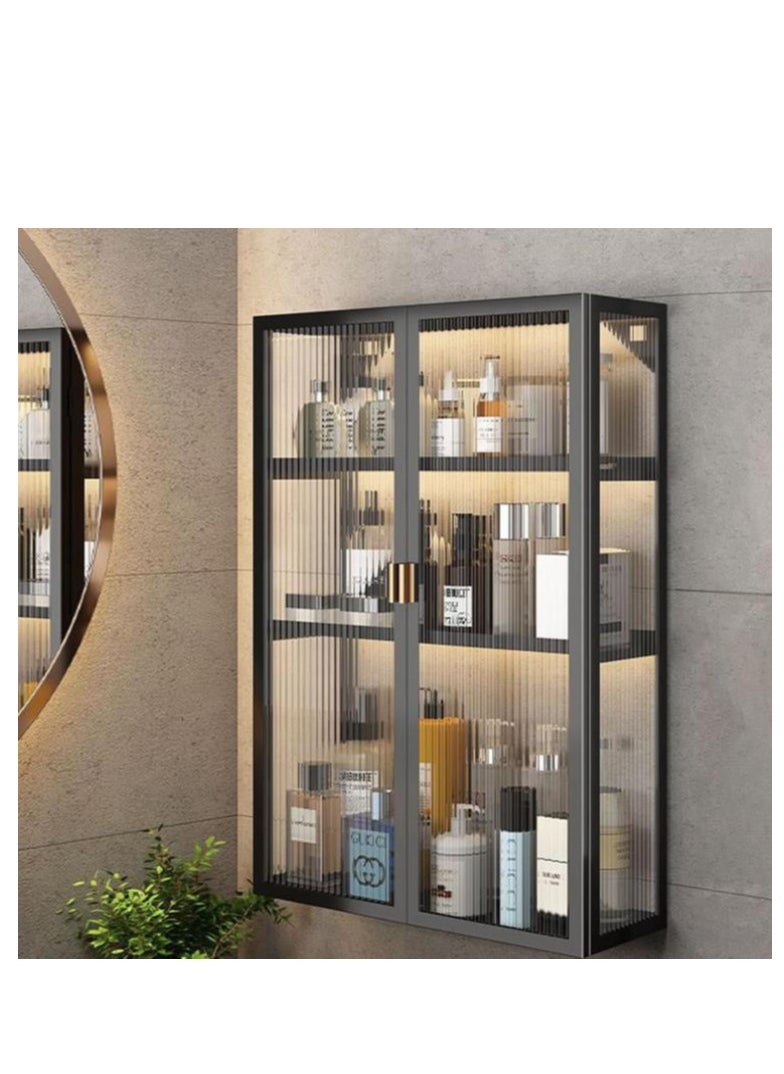 Golden 3 Tier Bathroom Storage Cabinet,Bathroom shelf wall Mounted Storage Cabinet with Clear Doors for Bedroom,BathroomLiving Room,Kitchen storage Organizer  - Image 1