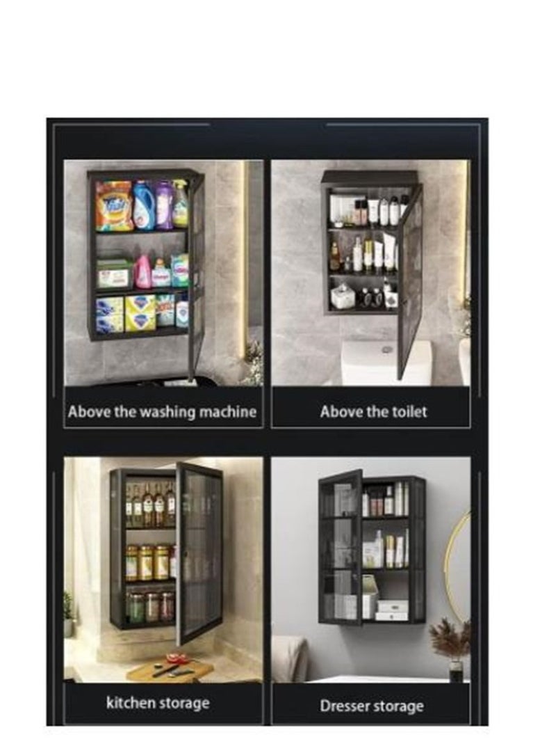 Golden 3 Tier Bathroom Storage Cabinet,Bathroom shelf wall Mounted Storage Cabinet with Clear Doors for Bedroom,BathroomLiving Room,Kitchen storage Organizer  - Image 5