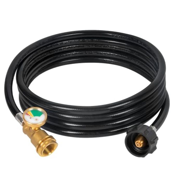 Shinestar 12FT Propane Extension Hose with Gauge, Propane Tank Extension Hose for RV, Gas Grill, Stove, Heater, Fire Pit and More - Image 1