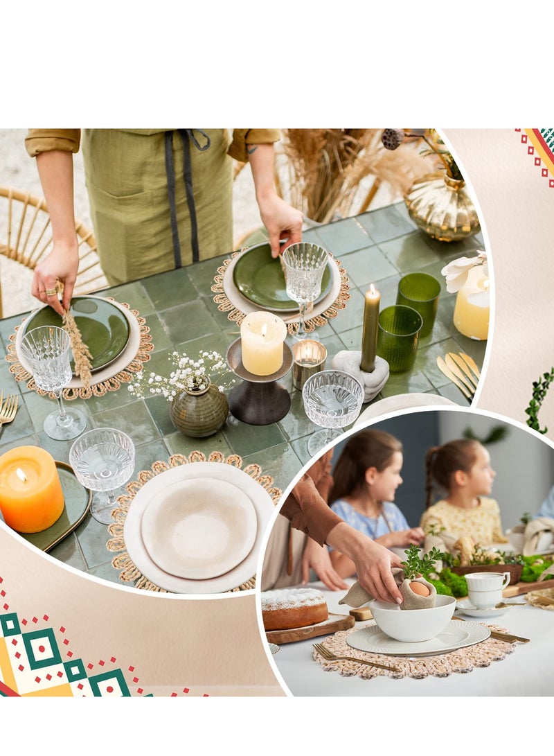 KASTWAVE Round Braided Placemats, Round Placemats Set of 4, Table Mats Woven Heat Resistant for Dining Tables, for Dinner Holiday Wedding, Beige - Image 5