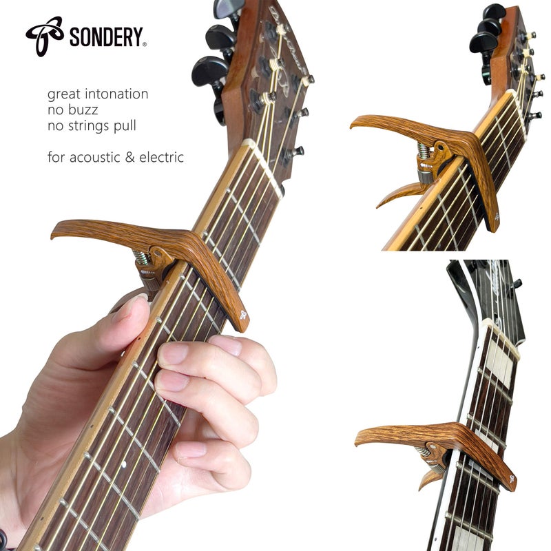 Sondery Guitar Capo Trigger Tension Adjustable Professional for 6 Strings Acoustic and Electric Guitars Perfect Tone on Any Fret with Guitar Bridge Pin Puller - Image 5
