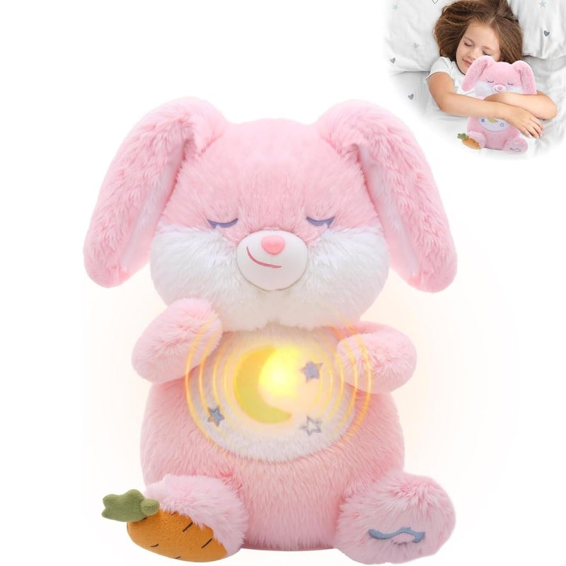 FATIRO Breathing Stuffed Animal Bunny Plush Soothe Snuggle Easter Bunny Plush with Soft Light Music Interactive Realistic Breathing Motion Gentle Snoring Breathing for Anxiety Adults and Kids - Image 3