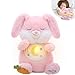 FATIRO Breathing Stuffed Animal Bunny Plush Soothe Snuggle Easter Bunny Plush with Soft Light Music Interactive Realistic Breathing Motion Gentle Snoring Breathing for Anxiety Adults and Kids - Image 2