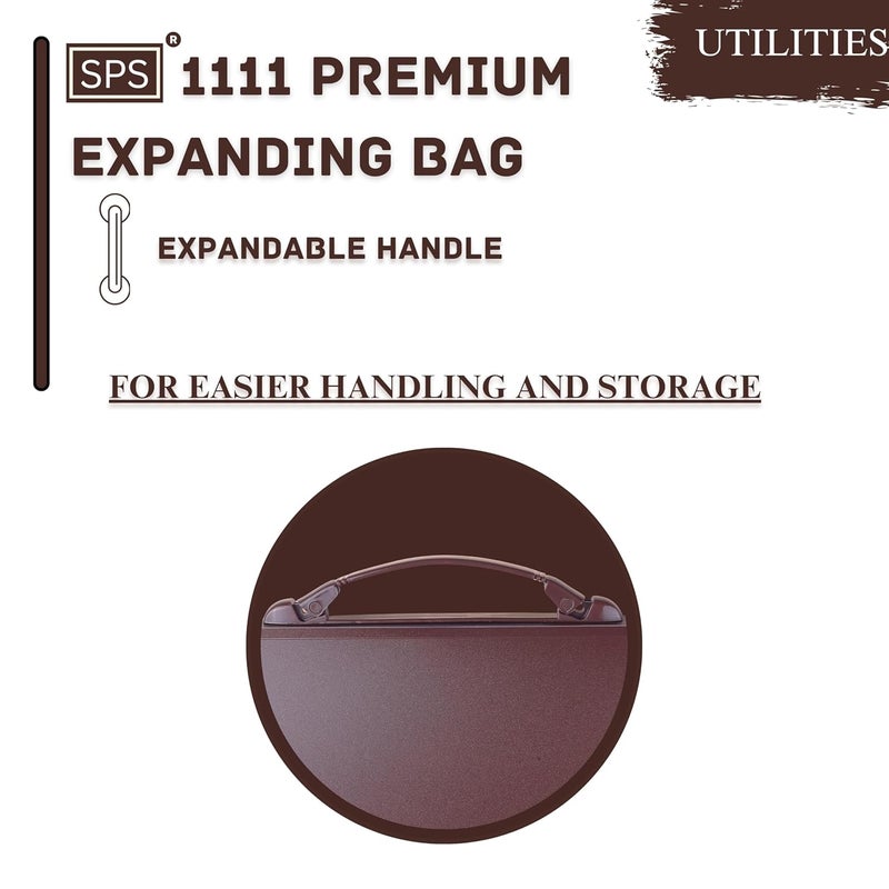 sps 13 Pockets Expanding File Folder with Buckle Closure,Label Index and Handle for A4/Foolscap/Legal Documents (Brown) - Image 5