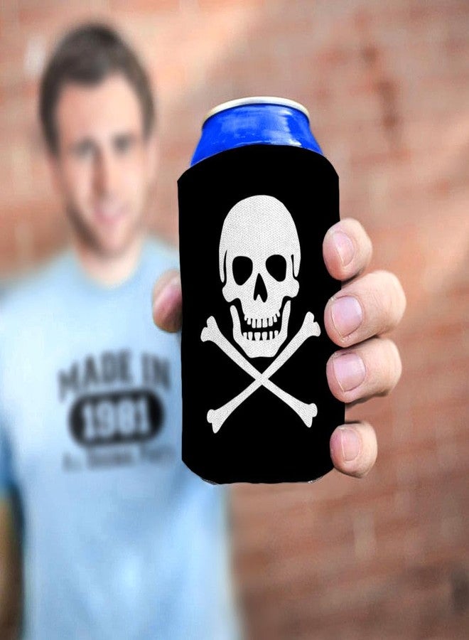 ThisWear Funny Beer Coolie Skull Crossbones Pirate Jolly Roger 6 Pack Can Coolie Drink Coolers Coolies Black - Image 5