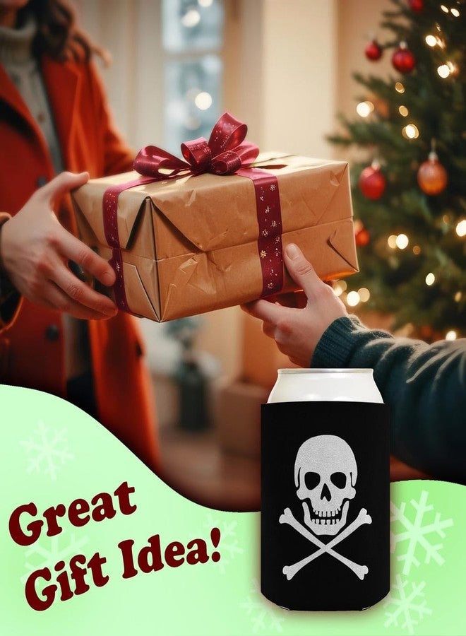 ThisWear Funny Beer Coolie Skull Crossbones Pirate Jolly Roger 6 Pack Can Coolie Drink Coolers Coolies Black - Image 2