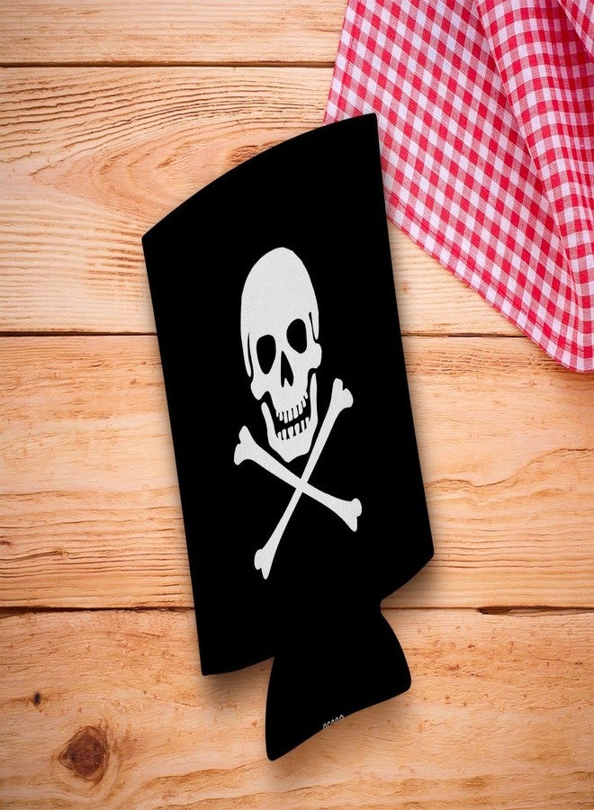 ThisWear Funny Beer Coolie Skull Crossbones Pirate Jolly Roger 6 Pack Can Coolie Drink Coolers Coolies Black - Image 4