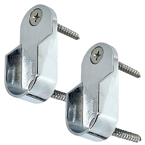 Desunia Oval Closet Rod End Supports | Screw on Type | 15mm x 30mm | Polished Chrome | 2 Pack - Image 1
