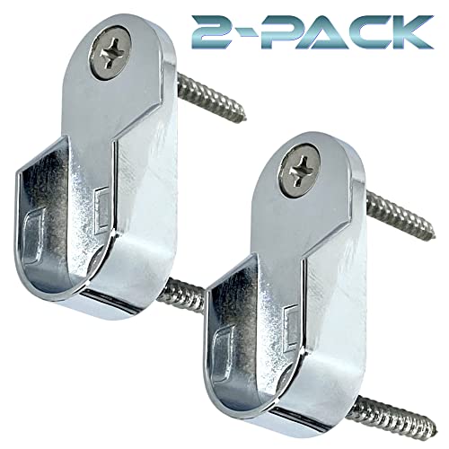 Desunia Oval Closet Rod End Supports | Screw on Type | 15mm x 30mm | Polished Chrome | 2 Pack - Image 5