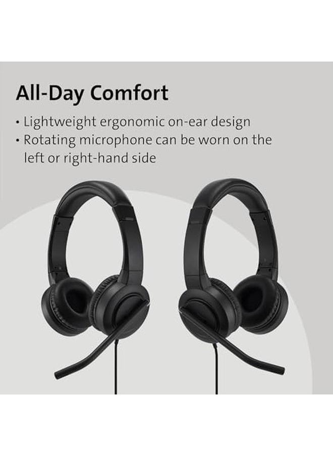 Kensington - H1000 Usb C On Ear Headset 270° Rotating Noise Canceling Microphone Quick Buttons For Volume Play Pause Mute And Busy Pc Mac Laptop Black K83450Ww - Image 1