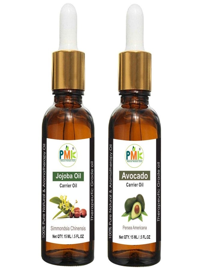 PMK Pure Natural Jojoba Oil and Avocado Oil For Hair Growth, Skin care (Each 15ML) - Image 1