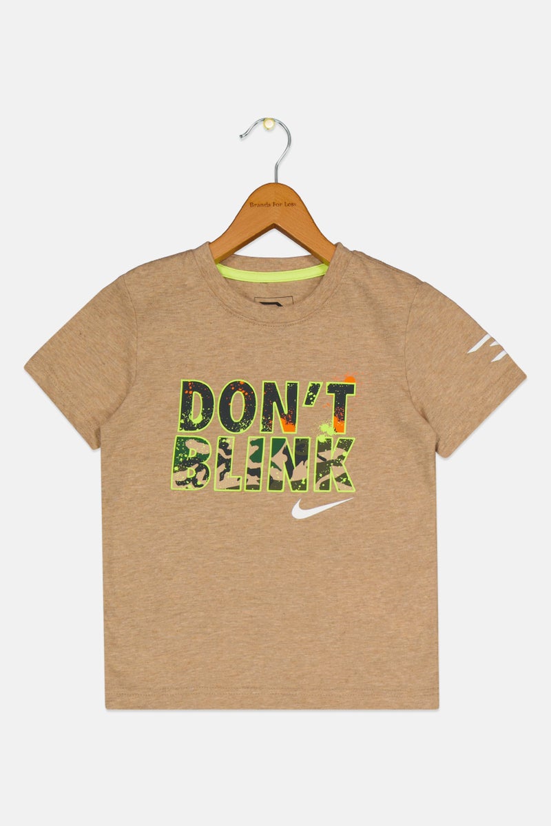 Nike تي شيرت جرافيك لطباعة نايك 3 براند من راسل ويلسون للأطفال، تان - Image 1