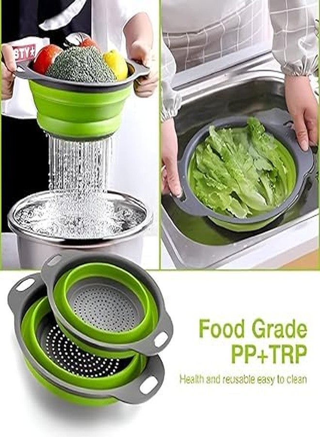 BROOKITCHEN Colanders, Foldable Silicone Strainers, Over The Sink Kitchen Strainer,Fruit with Extendable Handles,Perfect for Draining Pasta,Vegetable,fruit (Colanders / 2 pack round) - Image 3