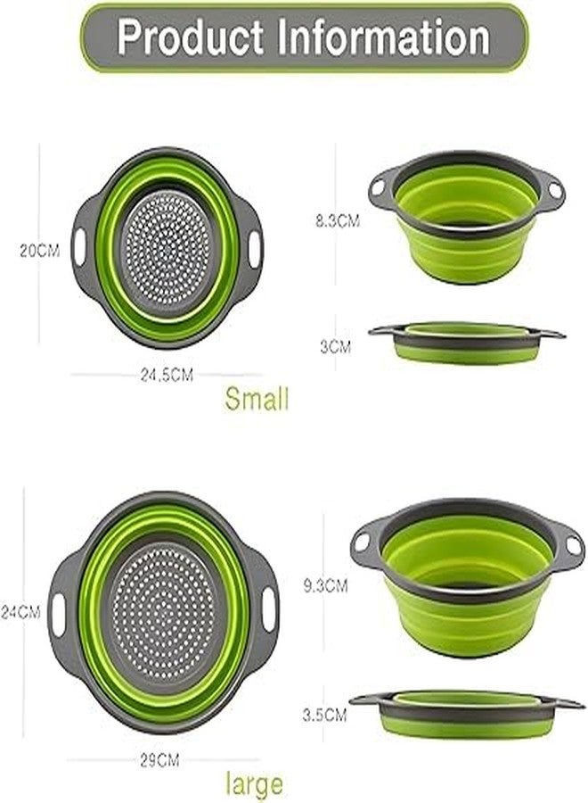 BROOKITCHEN Colanders, Foldable Silicone Strainers, Over The Sink Kitchen Strainer,Fruit with Extendable Handles,Perfect for Draining Pasta,Vegetable,fruit (Colanders / 2 pack round) - Image 2