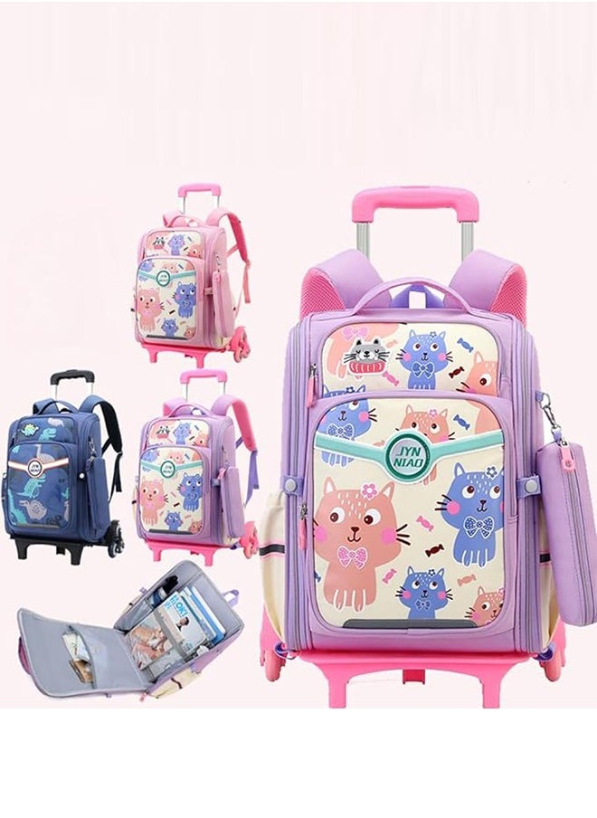Generic - Rolling Backpack for Kids Solid Color Trolley Bookbags Elementary School Students Schoolbag - Image 1