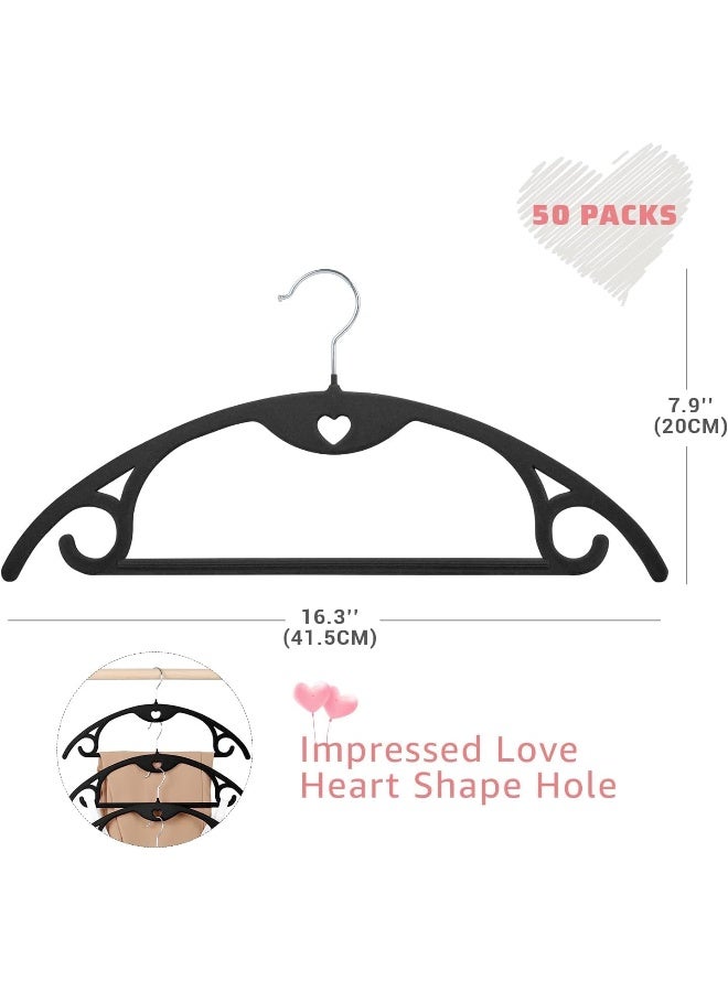 ManGotree Velvet Hangers With Cascade Hole, Non-Slip Rounded Clothes Hangers, Sturdy Felt Hangers, Space-Saving Suit Hangers For Sweaters, Pants, Dresses, Skirts, Coats (Black, 50 Pack) - Image 2